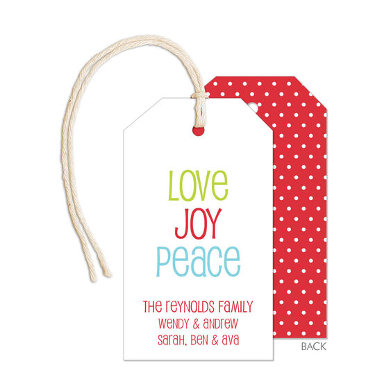 Love Joy Peace Hanging Gift Tags